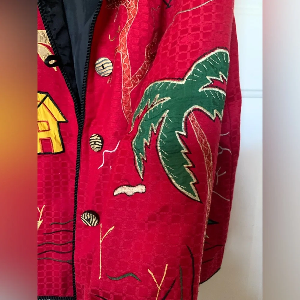 INDIGO MOON Red Embroidered Jacket (2)🌴
